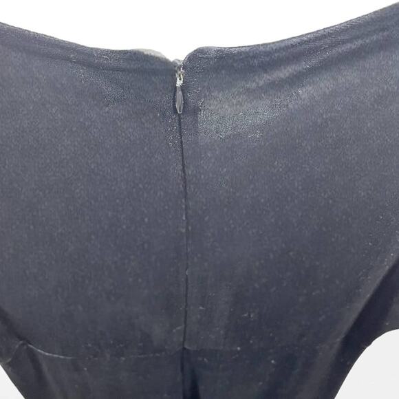 90s FOCUS Vintage Black Velvet Jacket Dress Set with Shoulder Pads - Picture 10 of 14